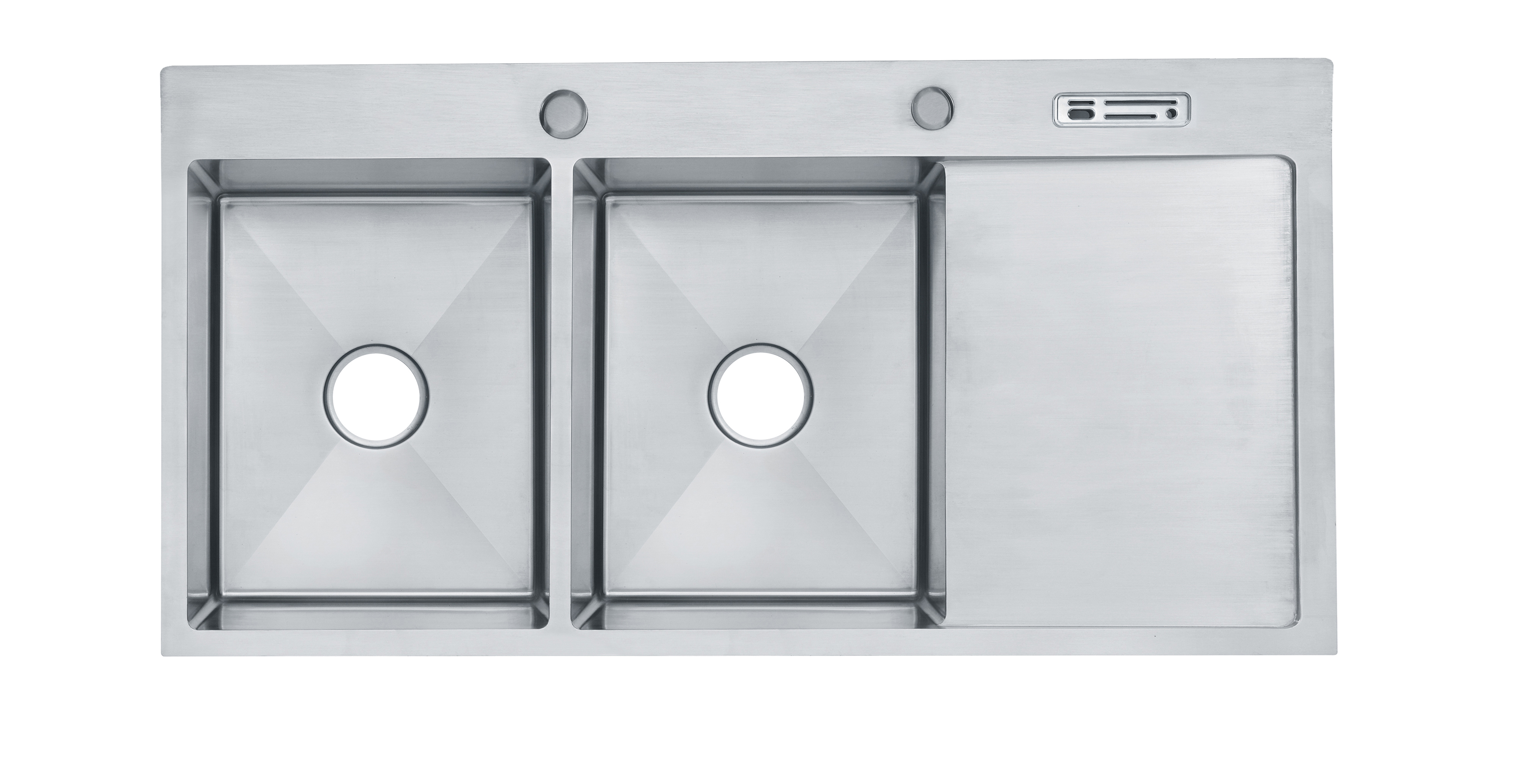 ประเภทการติดตั้ง Undermount Brushed Surface Treatment แฮนด์เมด 304 อ่างล้างจานสแตนเลสพร้อม Drainboard